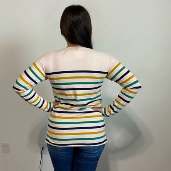 J Crew Peach Striped 3/4 Sleeve Tunic Top Size XS - Picture 2 of 6